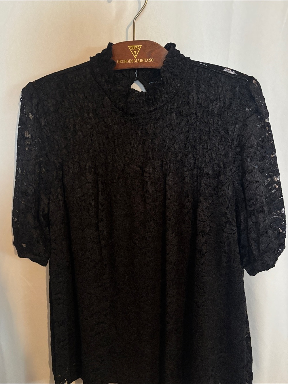 Cable & Gauge Black Lace Short Sleeve Blouse - Picture 6 of 12
